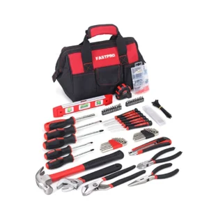 FASTPRO 215-Piece Home Repairing Tool Set with 12-Inch Wide Mouth Open Storage Bag,Household Hand Tool Kit